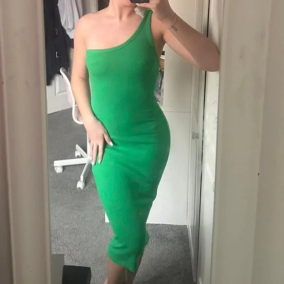 zara one shoulder green dress Zara | Dresses | Green Oneshoulder Dress